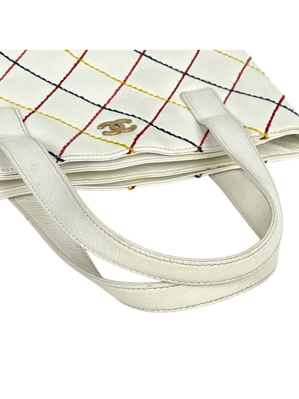 Chanel Wild Stitch Tote CC Logo Leather White - Picture 11 of 15